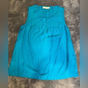 Loft Sleeveless Blue Cotton Silk Blend Women's Top Sz Small